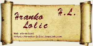 Hranko Lolić vizit kartica